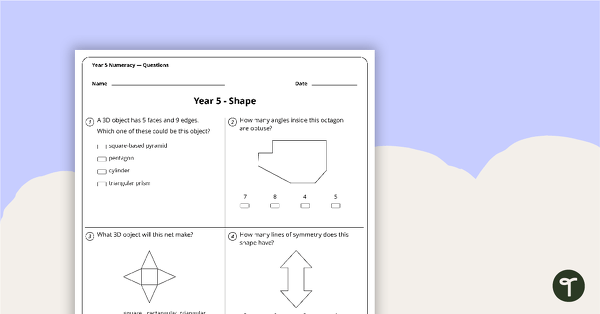 Go to Numeracy Assessment Tool - Year 5 teaching resource