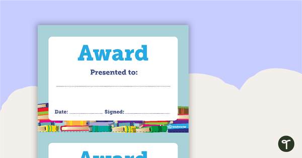 Books - Award Certificate teaching resource