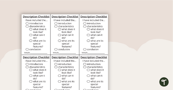 Preview image for Description Writing Checklist - teaching resource