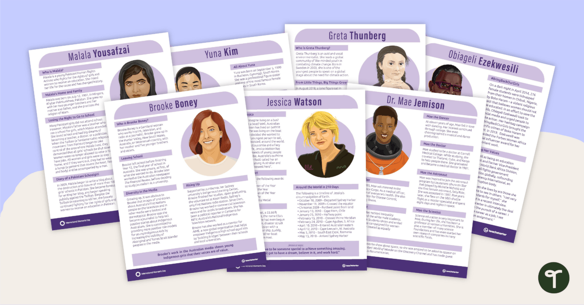 Inspirational Women Profiles Poster Pack teaching resource
