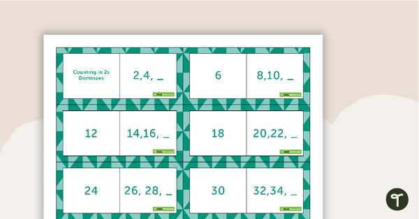 Skip Counting by 2s Dominoes teaching resource