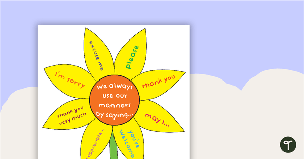 Manners Sunflower Sign teaching resource