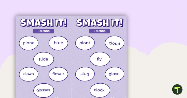 SMASH IT! L Blends Game teaching resource