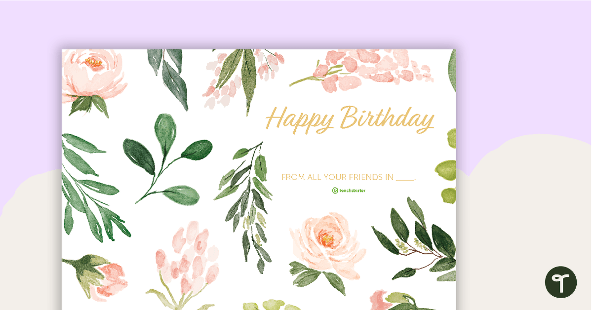 Flowers - Happy Birthday Card teaching resource