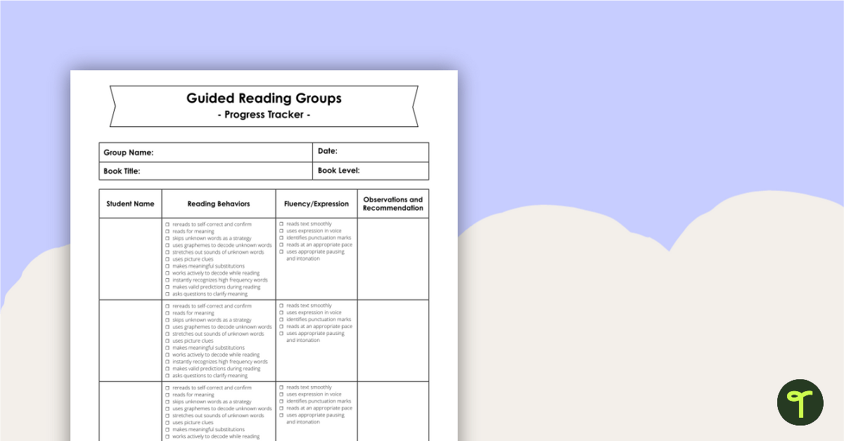 Guided Reading Groups - Progress Tracker teaching resource