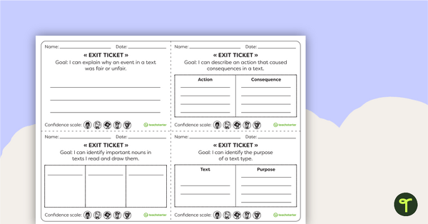 Year 2 Literacy Exit Tickets – Worksheets teaching resource