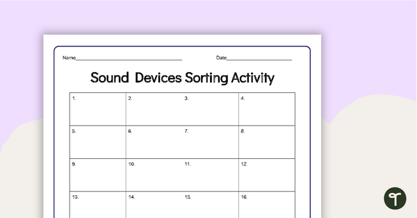 Sound Devices Sorting Activity teaching resource