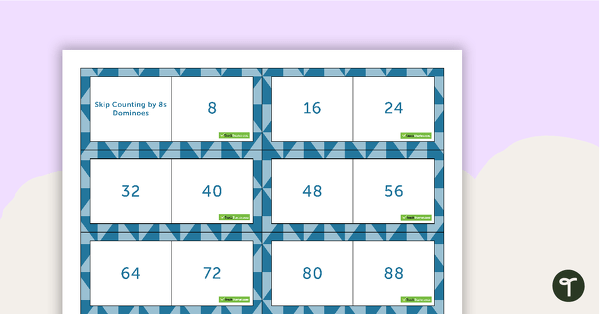 Skip Counting by 8s Dominoes teaching resource