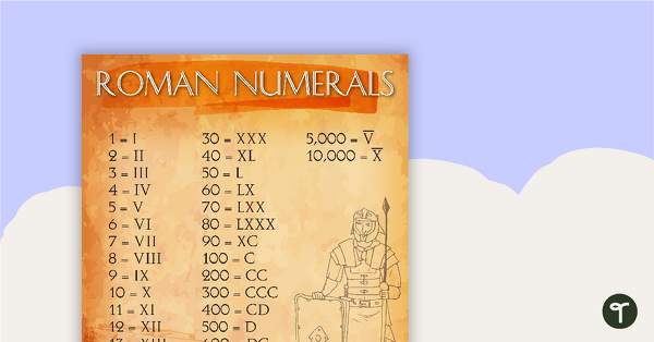 Go to Roman Numeral Sign 1 - 10,000 teaching resource