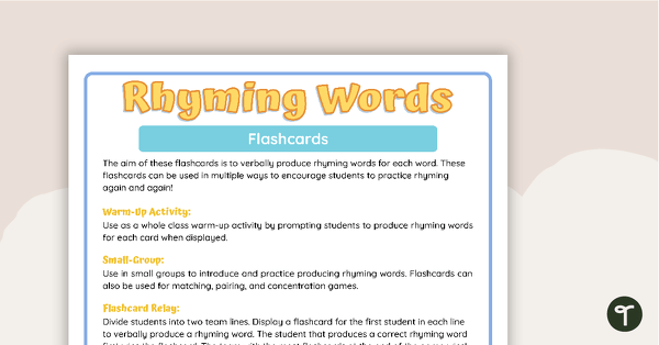 Rhyming Words Flashcards teaching resource
