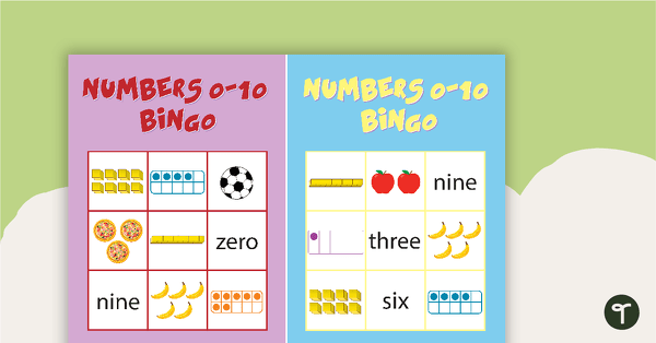 Go to Numbers 0–10 Bingo teaching resource