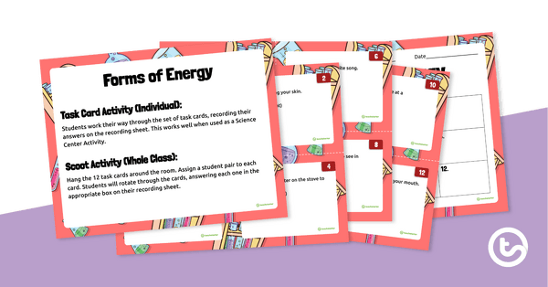 Forms of Energy Task Cards teaching resource