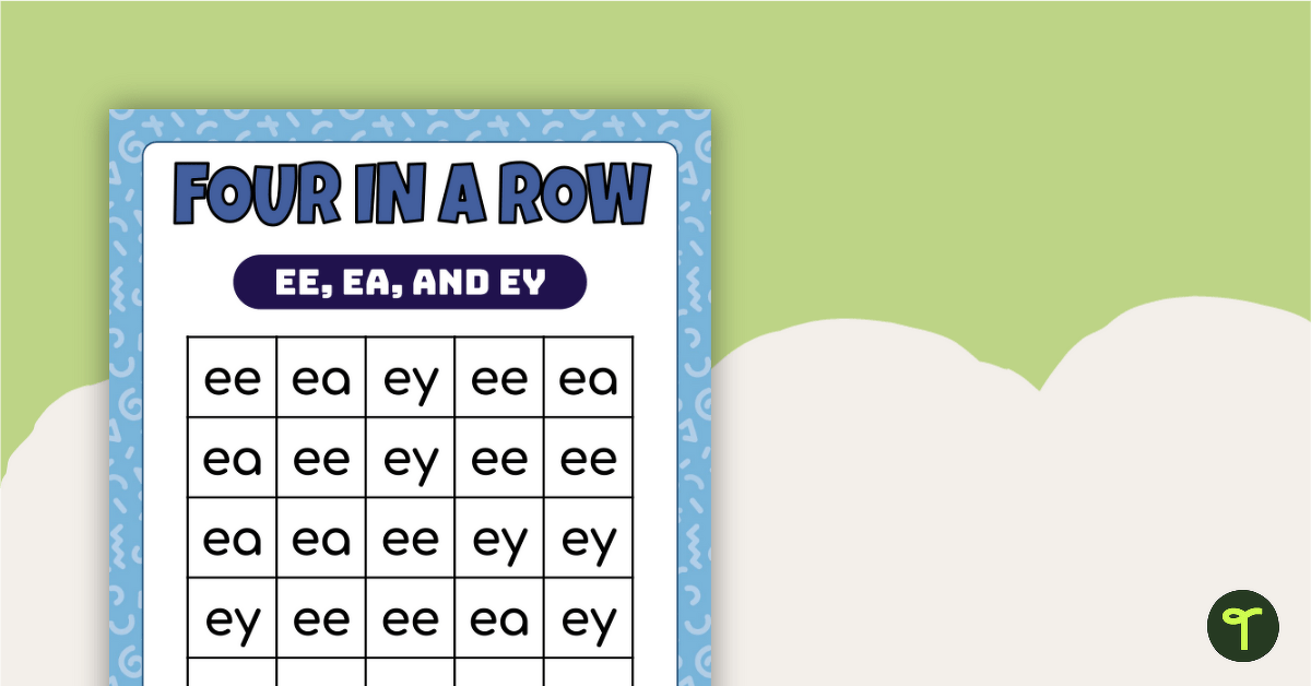Four In A Row Vowel Teams Game — EE, EA, and EY teaching resource