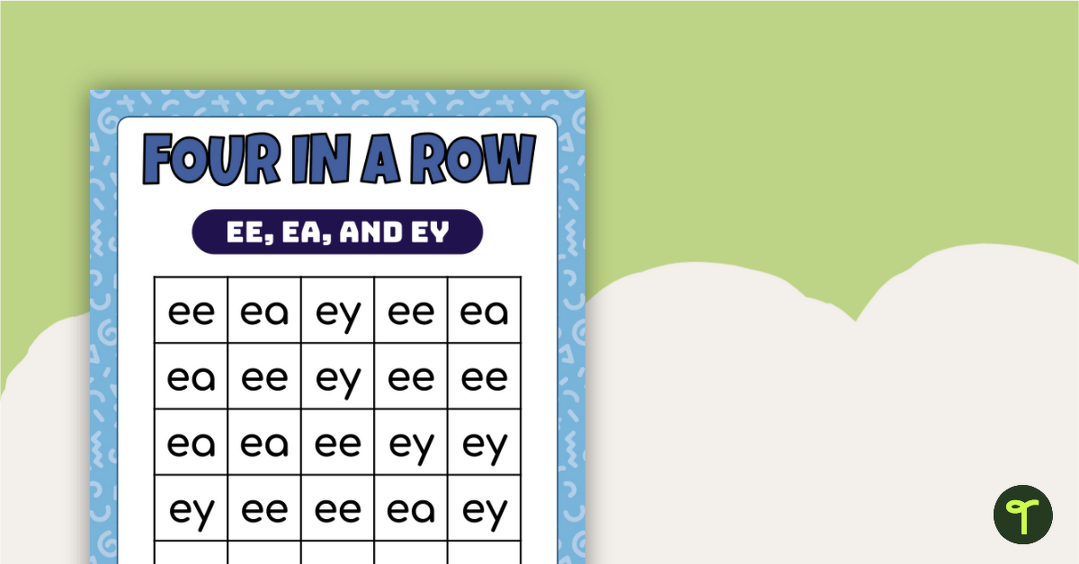 Four In A Row Vowel Teams Game — EE, EA, and EY teaching-resource