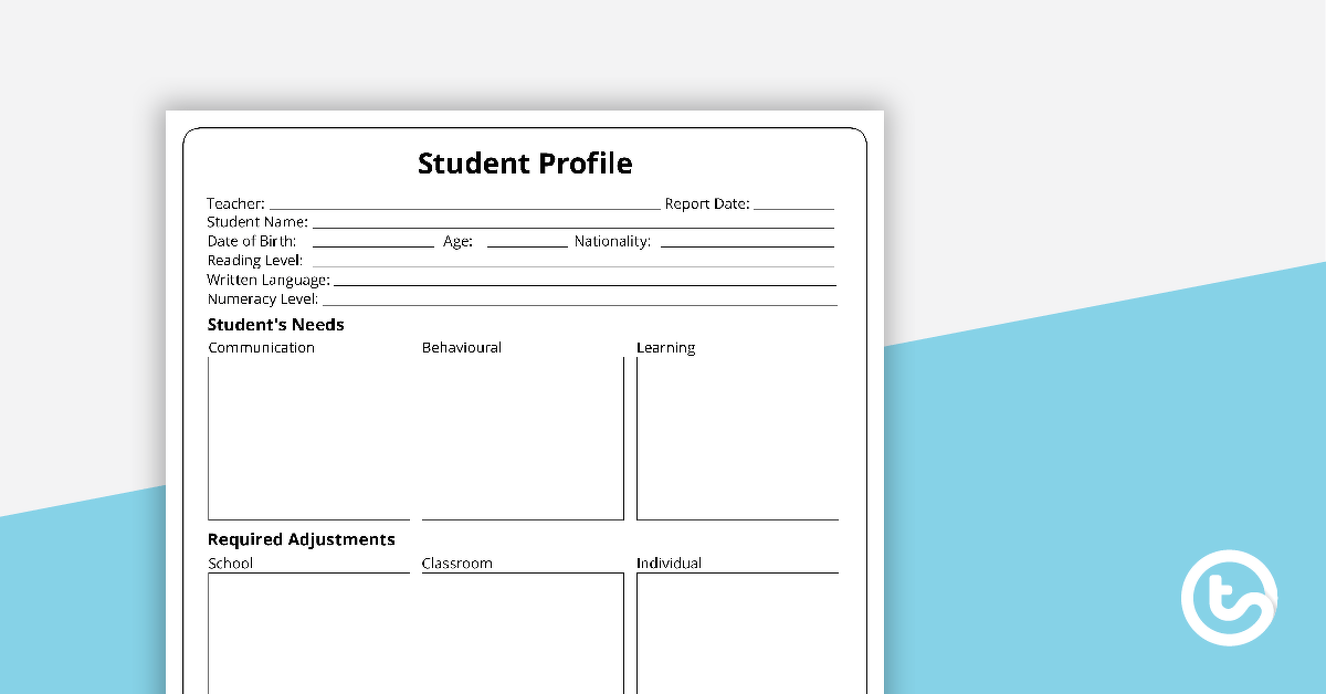 Student Profile Template teaching resource