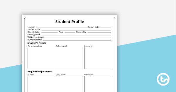 Student Profile Template teaching resource