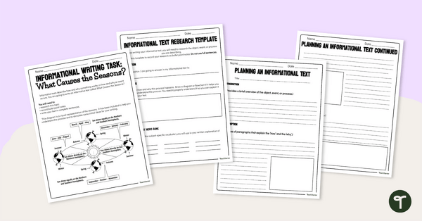 Go to What Causes the Seasons? Informative Text Writing Task teaching resource