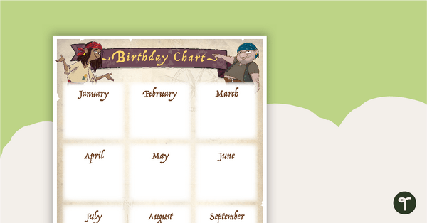 Pirates - Happy Birthday Chart teaching resource