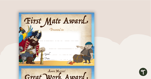 Pirates - Award Certificate teaching resource