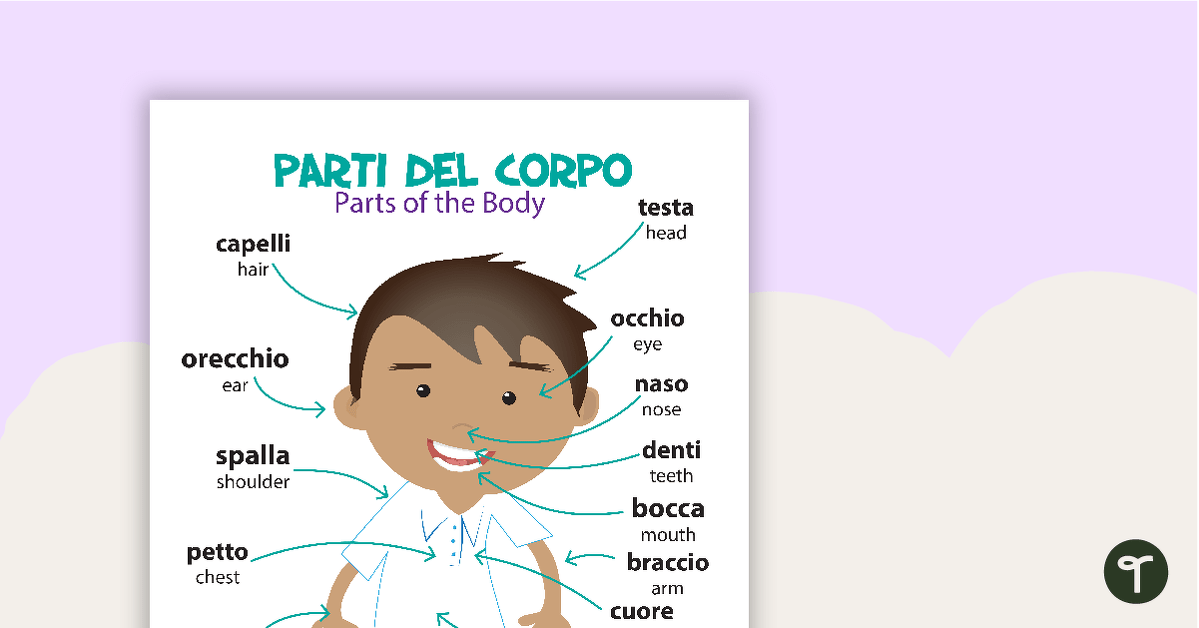 Preview image for Parts of the Body/Parti Del Corpo - Italian Language Poster - teaching resource