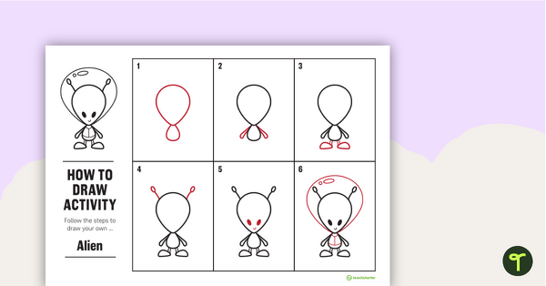 Image of How to Draw an Alien for Kids - Task Card