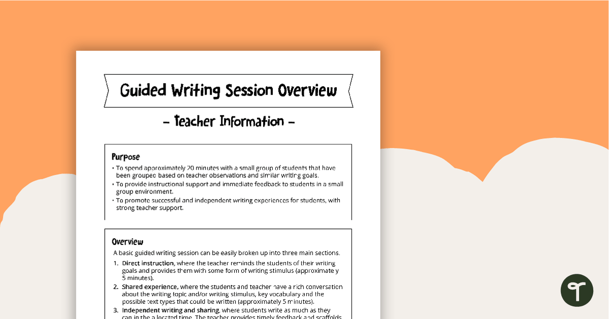 Guided Writing Session Overview and Group Organiser teaching resource