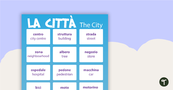 The City/La Citta - Italian Language Poster teaching resource