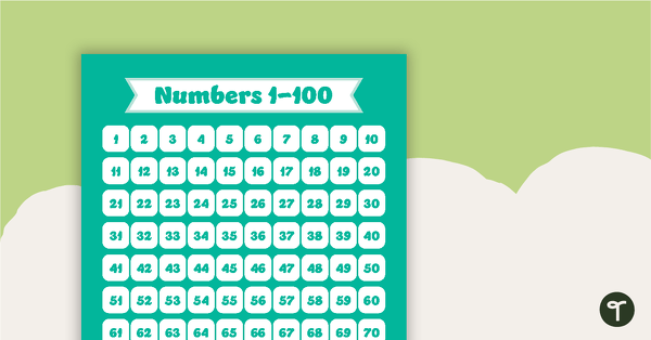 Go to Plain Teal - Numbers 1 to 100 Chart teaching resource