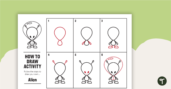 Preview image for How to Draw an Alien for Kids - Task Card - teaching resource