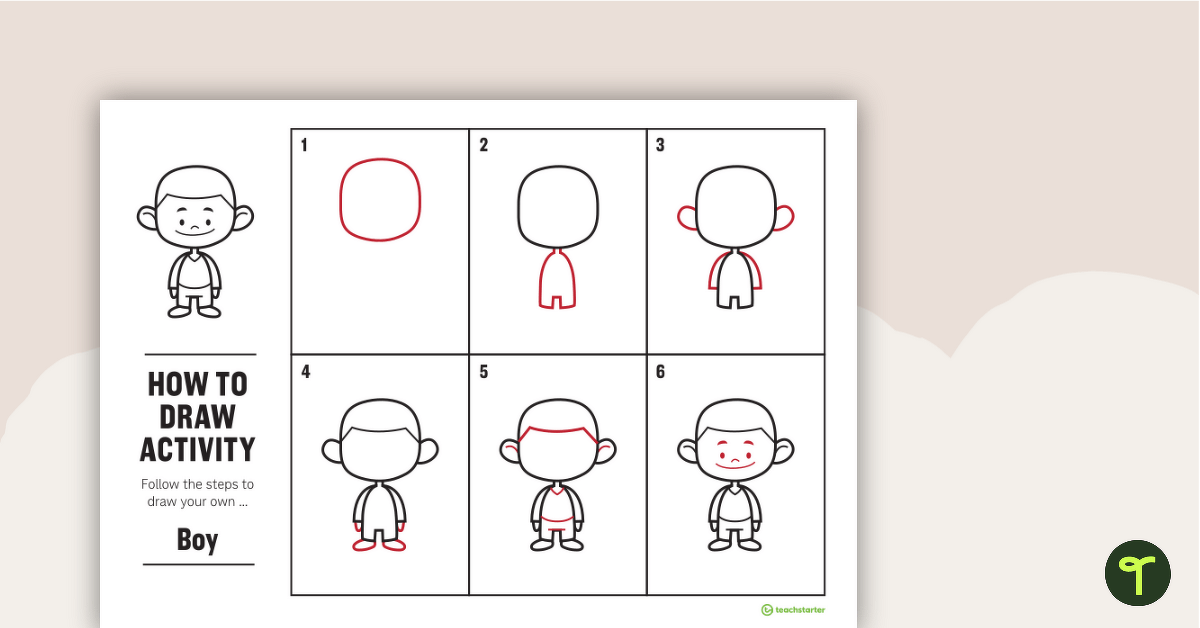 How to Draw a Boy for Kids - Task Card teaching resource
