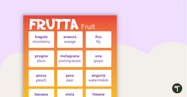 Fruit/Frutta - Italian Language Poster teaching resource