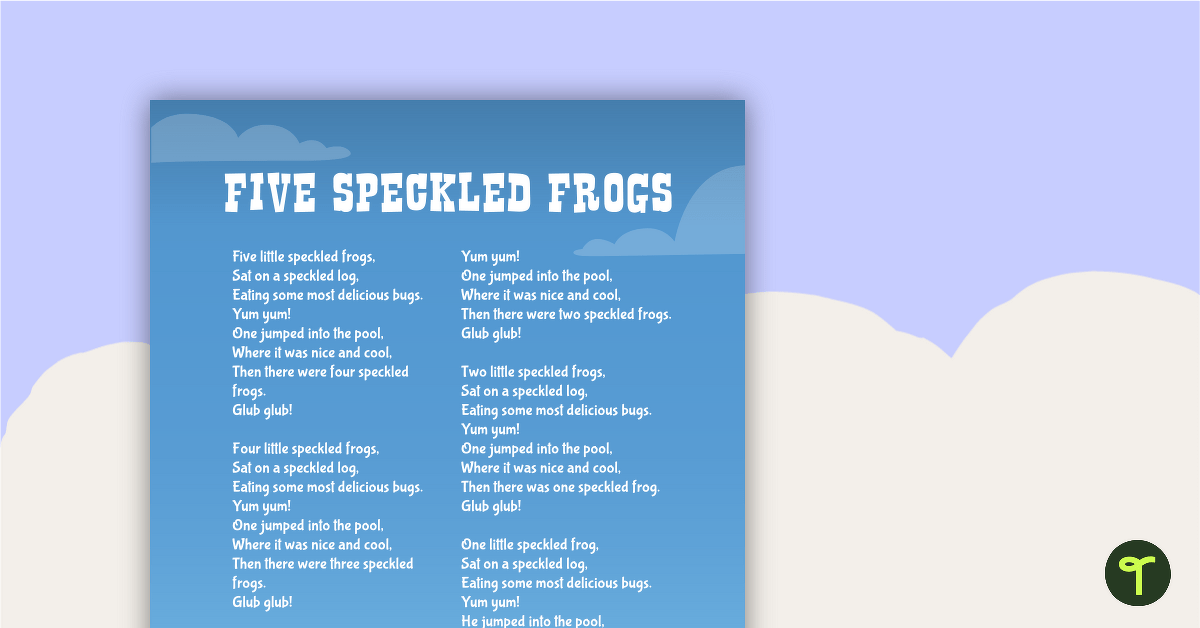 Preview image for Five Speckled Frogs - Counting Rhyme Poster - teaching resource