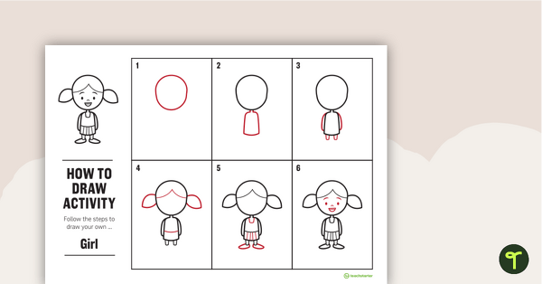 How to Draw a Girl for Kids - Task Card teaching resource