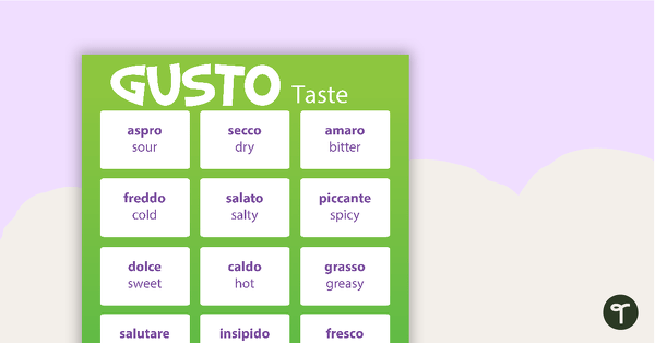 Go to Taste/Gusto - Italian Language Poster teaching resource