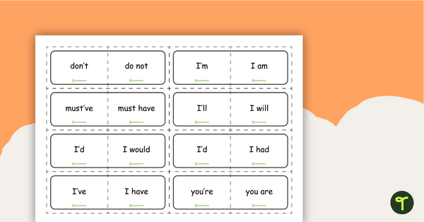 Go to Contraction Match-Up Cards (8 per page) teaching resource