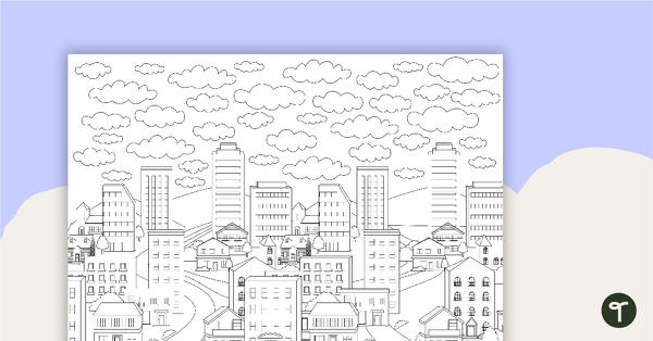 Pattern Colouring In - City Scene teaching resource
