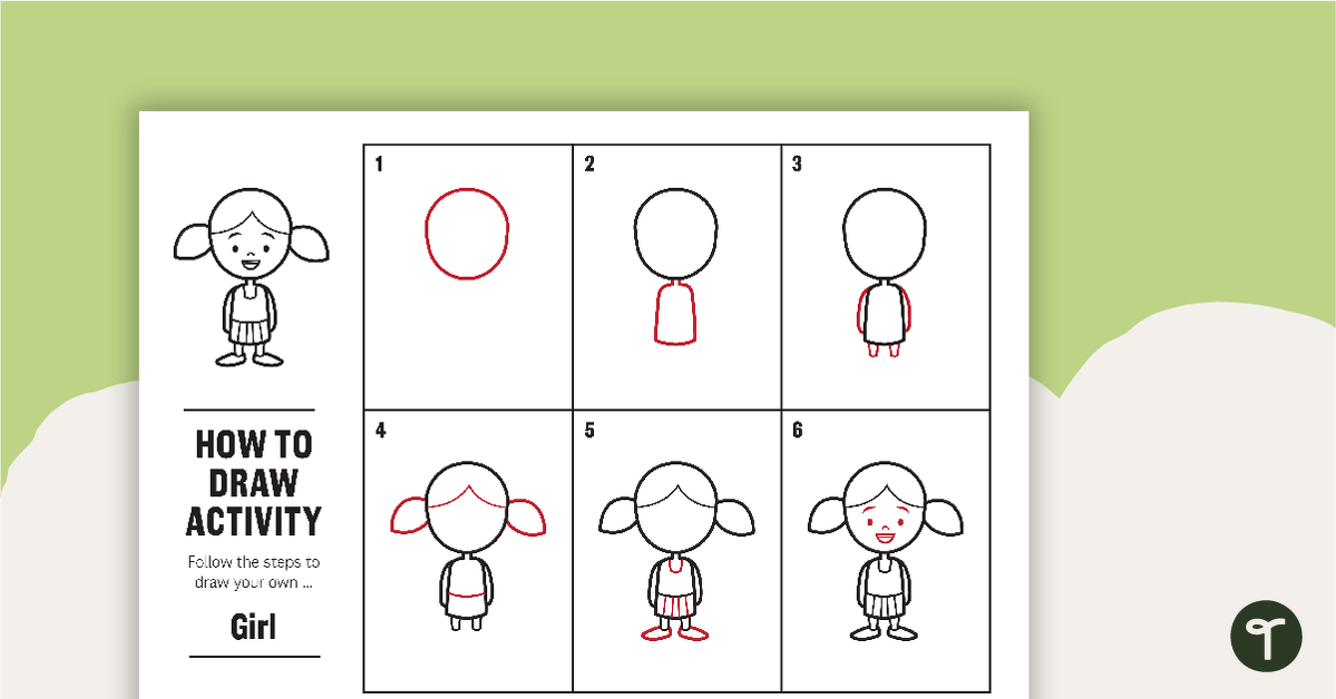 How to Draw a Girl for Kids - Task Card teaching resource