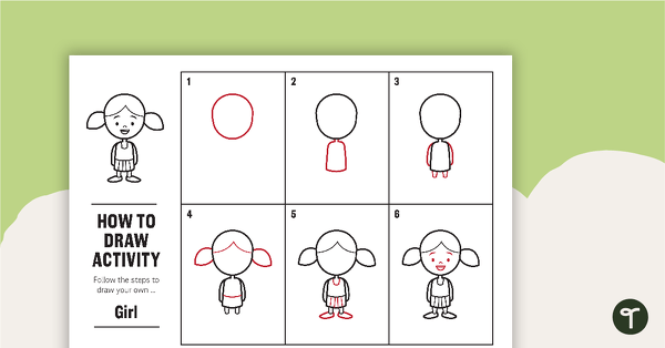 Image of How to Draw a Girl for Kids - Task Card