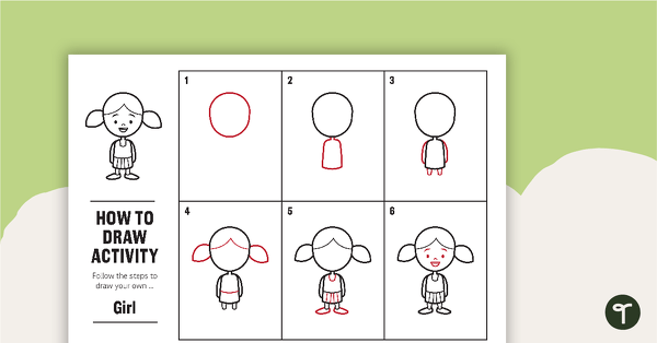 Preview image for How to Draw a Girl for Kids - Task Card - teaching resource