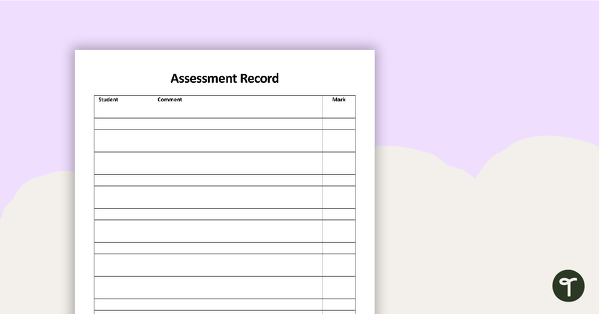 Go to Assessment Record Template teaching resource