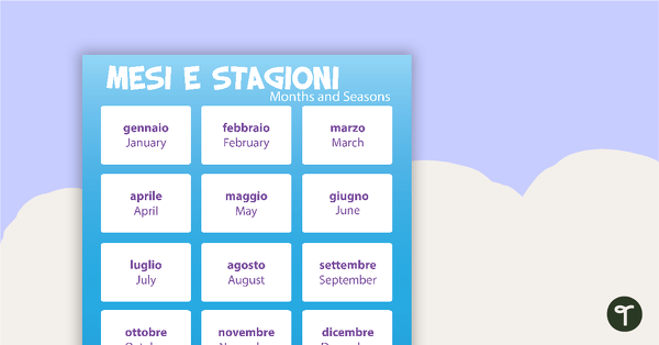 Months and Seasons/Mesi E Stagioni - Italian Language Poster teaching resource