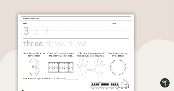 Preview image for Number Worksheet - 3 - teaching resource