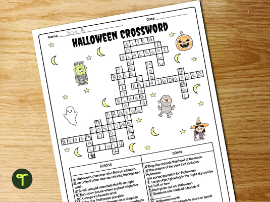 Halloween Crossword Puzzle teaching resource
