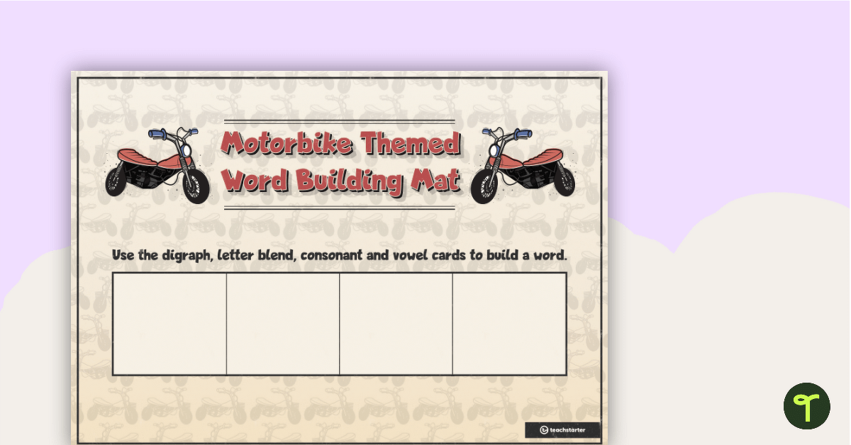 Word Building Mat - Motorbike Theme teaching resource