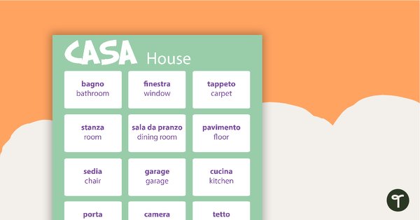 House/Casa - Italian Language Poster teaching resource