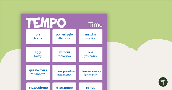 Go to Time/Tempo - Italian Language Poster teaching resource