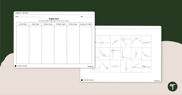 Image of Angles Sort - Cut and Paste Worksheet