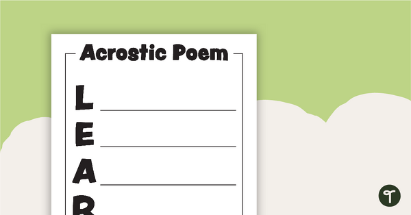 Go to Acrostic Poem Template - LEARN teaching resource