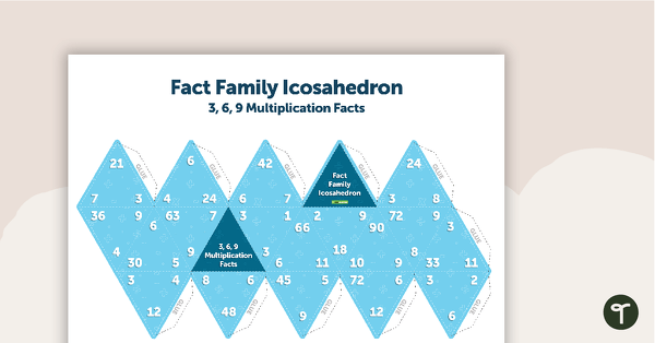 Go to Fact Family Icosahedron (3, 6, 9 Multiplication and Division Facts) teaching resource