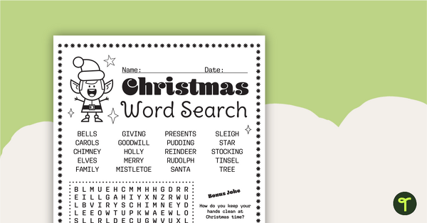 Christmas Word Search with Solution teaching resource